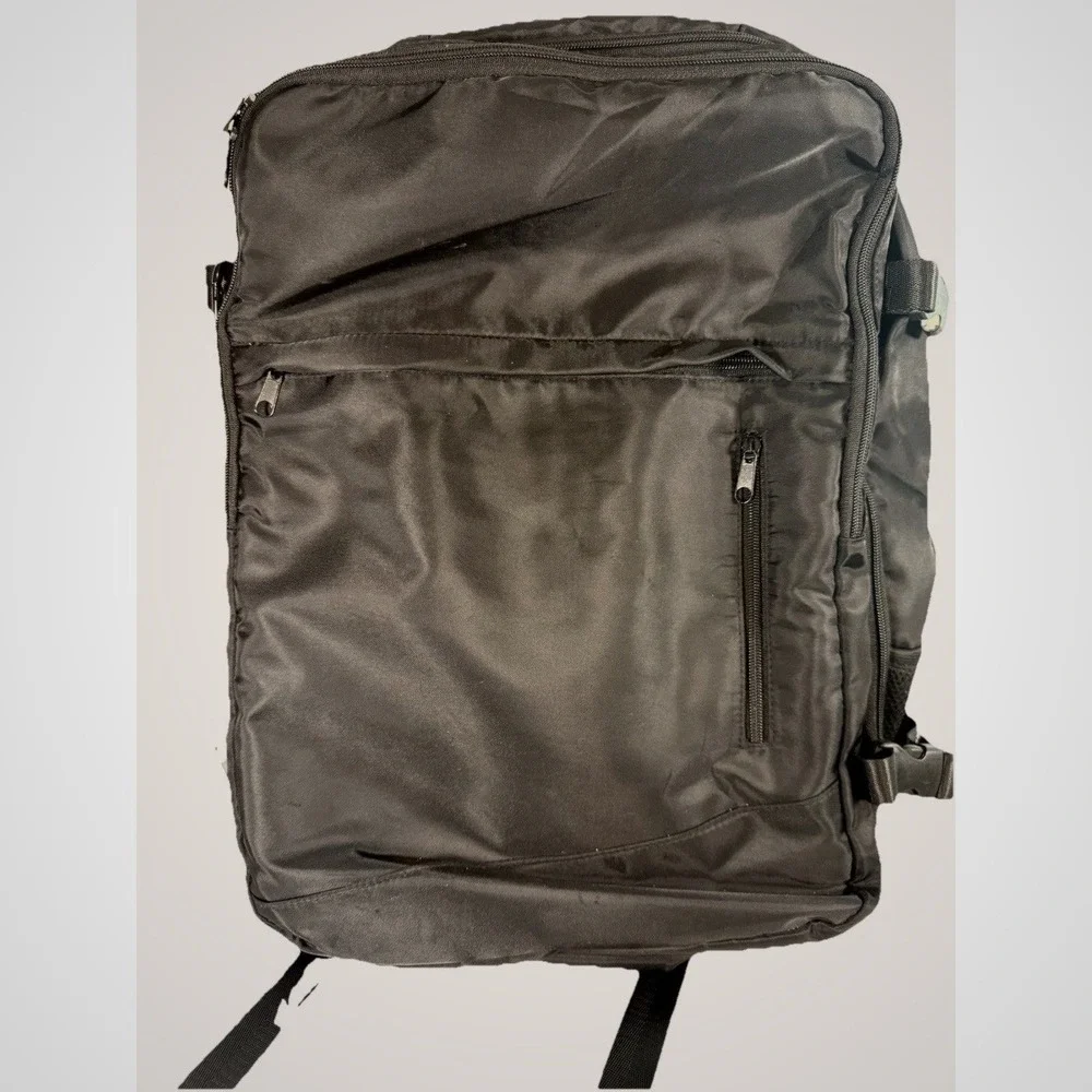 Large Black Travel Backpack Carry-On – Laptop Sleeve, Compartments, Pockets